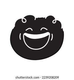 Green round funny character color line icon. Mascot of emotions. Pictogram for web page, mobile app, promo.