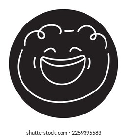 Green round funny character color line icon. Mascot of emotions. Pictogram for web page, mobile app, promo.