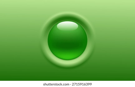 Botón redondo verde del imán aislado en el fondo blanco. Ilustración plana de Botón de pin brillante para tablero blanco magnético de oficina. Forma de esfera brillante, orbe abstracto verde.

