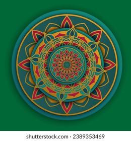 ilustración de vector de mandala redonda verde