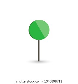 Green round map pointer. 3D destination pointer with shadow.