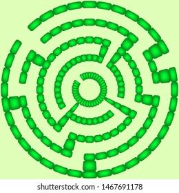 Green round maze on a green background
