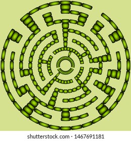 Green round maze on a green background