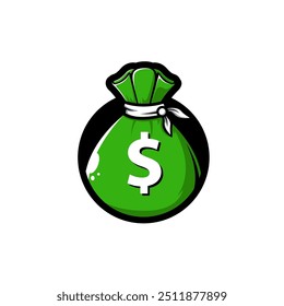 green round money bag vector