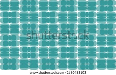 Green round overlap block seamless pattern with round squares, two tone green and white round block checkerboard repeat pattern, replete image, design for fabric printing