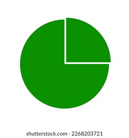 Green round pie chart vector icon.