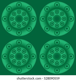 Green round plate seamless vector pattern.