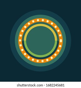 Green round retro marquee light frame flat illustration