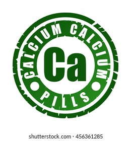 Green round rubber stamp with mineral Ca (calcium)
