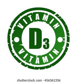 Green round rubber stamp with vitamin D3