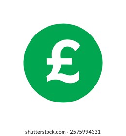 Green round shape with uk pound currency sign icon vector illustration design on white background.
