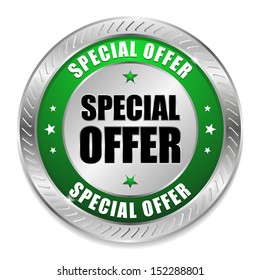 Green round special offer button