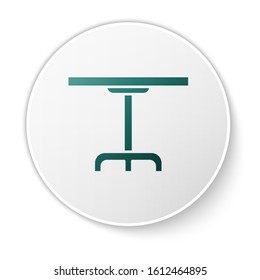 Green Round table icon isolated on white background. White circle button. Vector Illustration