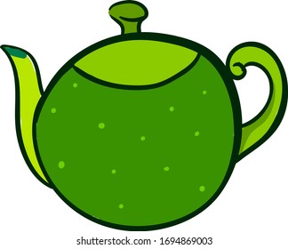 Green round teapot, illustration, vector on white background