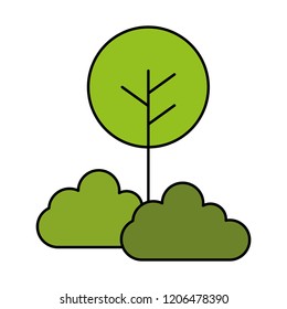 green round tree bushes on white background
