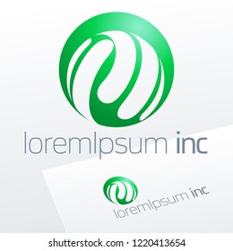 Green Round vector sign. Logo for Ecology, Cosmetic, Pharmacy and Medicine activity