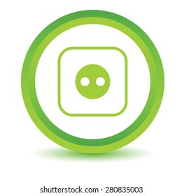 Green round volumetric icon with image of socket, isolated on white
