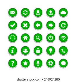 Green round web buttons