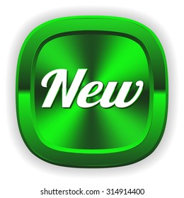 Green rounded new button on white background