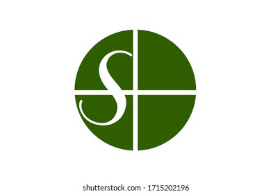 Green rounded object with S letter inside useful for company logo