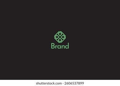 Green Rounded Square Logo, Abstract Geometric Pattern, Modern Green Emblem with  White Background. 