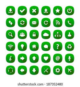 Green rounded square long shadow style icons