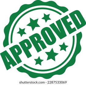 sello verde redondeado sello aprobado con algún diseño de vector estrella	
