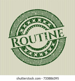 Green Routine distressed rubber stamp with grunge texture