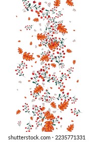 Green Rowan Background White Vector. Leaves Simple Illustration. Burgundy Herb Seamless. Abstract Texture. Leaf Floral.
