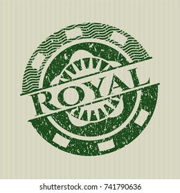 Green Royal distressed rubber stamp with grunge texture