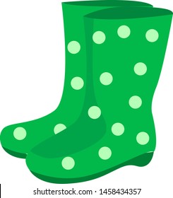 Green rubber boots, illustration, vector on white background.