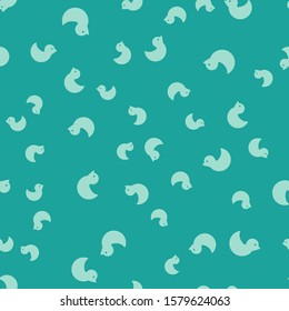 Green Rubber duck icon isolated seamless pattern on green background.  Vector Illustration