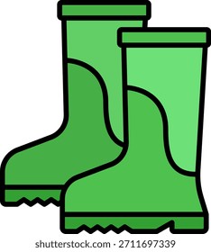 Ilustração de ícone de botas de borracha verde