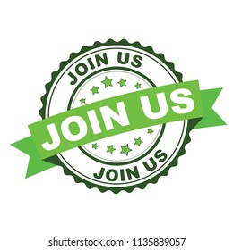 Green rubber stamp with Join us concept
