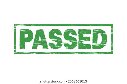 Green rubber stamp with 'Passed' text for approval design