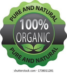 Sello de caucho verde con texto 100 por ciento Producto natural orgánico