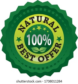 Grüne Gummistempel mit Text zu 100 % Bio-Naturprodukt
