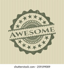 Green rubber stamp with the text awesome 
