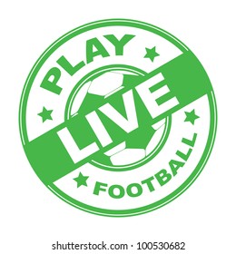 Green rubber stamp with text live football written inside, soccer