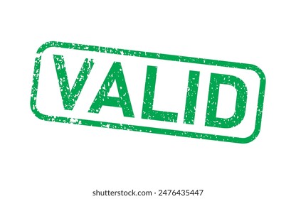  Green rubber stamp of Valid text Vector realistic isolated on white background.