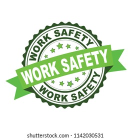 Green rubber stamp with work safety concept