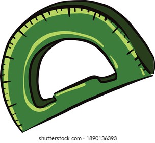 Green ruler, illustration, vector on a white background.