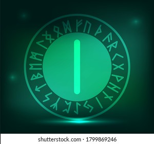 Green runic frame. Scandinavian ornament