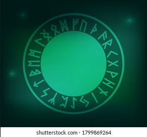 Green runic frame. Scandinavian ornament