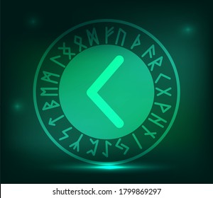 Green runic frame. Scandinavian ornament