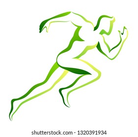 Green runner on a white background