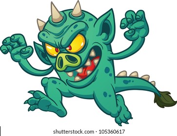 Green Running Monster Vector Illustration Simple Stock Vector (Royalty ...