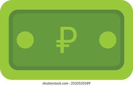 Icono de nota de rublo ruso verde Ilustración de finanzas de divisas.