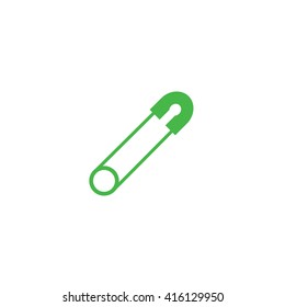 Green safety pin vector icon