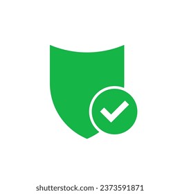 Protector de seguridad verde con icono de marca de verificación. Seguridad y protección de la web contra virus y hackeo con control obligatorio del usuario y cortafuegos vectorial